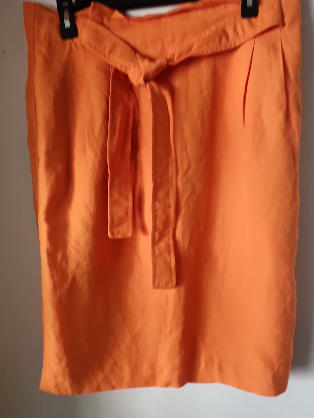 Ann Taylor Linen-Blend Belted Orange  Skirt